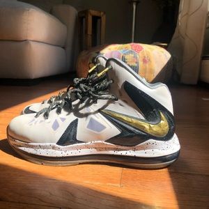Lebron X elite - white and gold